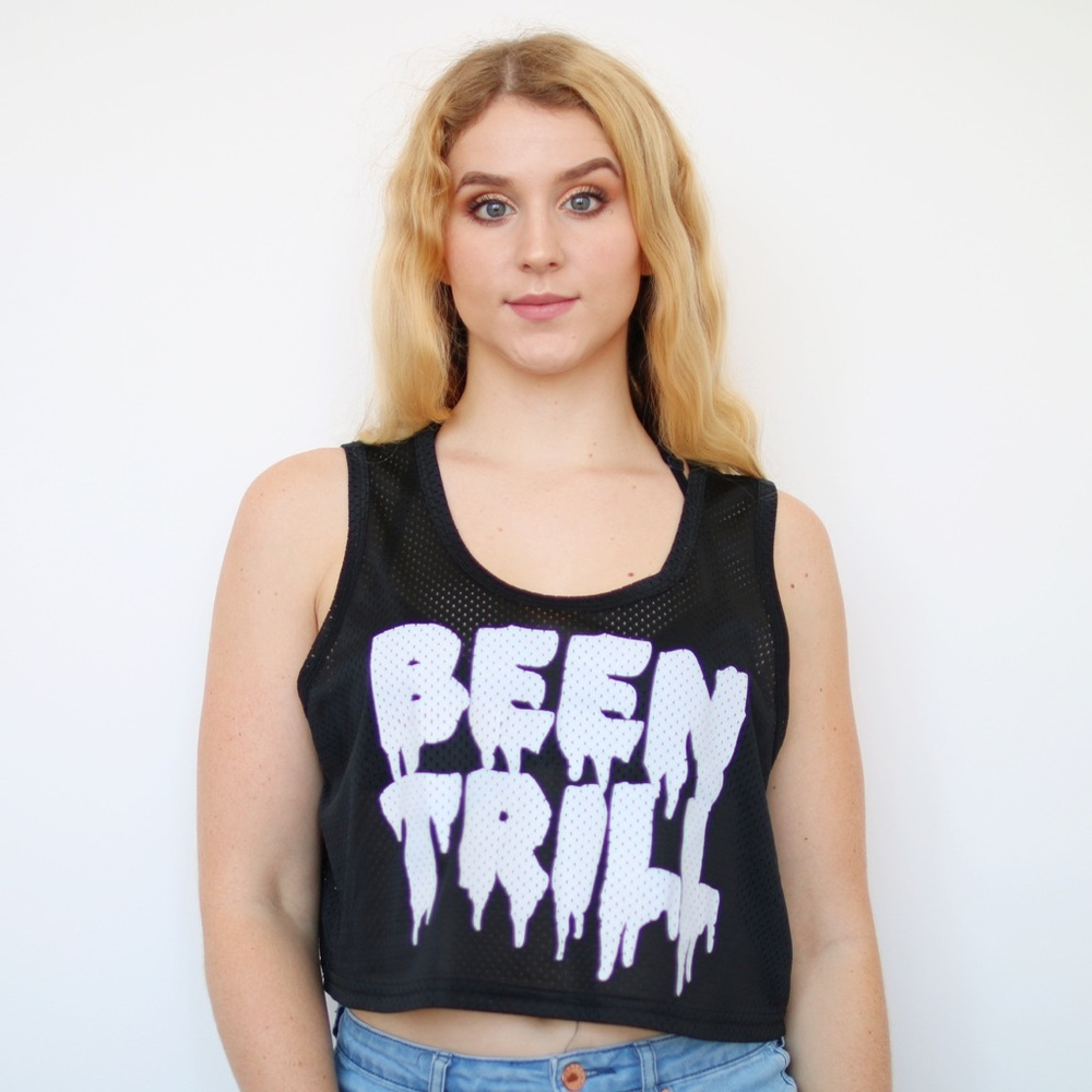 Been Trill Black Mesh Cropped Tank
